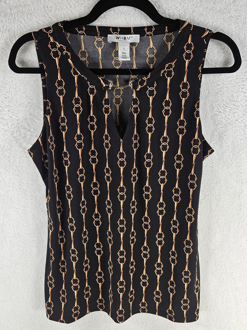 White House Black Market Tank Top Black Gold Chain Women's Size Small